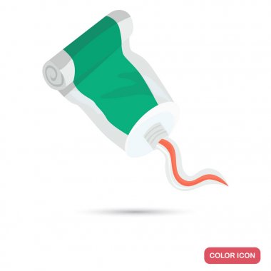 Web ve mobil tasarım için diş macunu tüpü renk düz simgesi