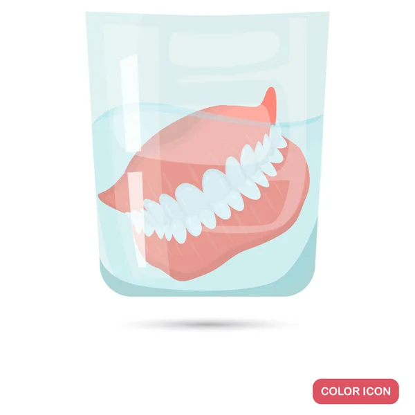 Falska käke i en glas färg platta ikon för webb och mobil design — Stock vektor