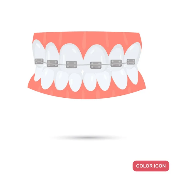 Tandställning på tänder färg flat ikonen för webb och mobil design — Stock vektor