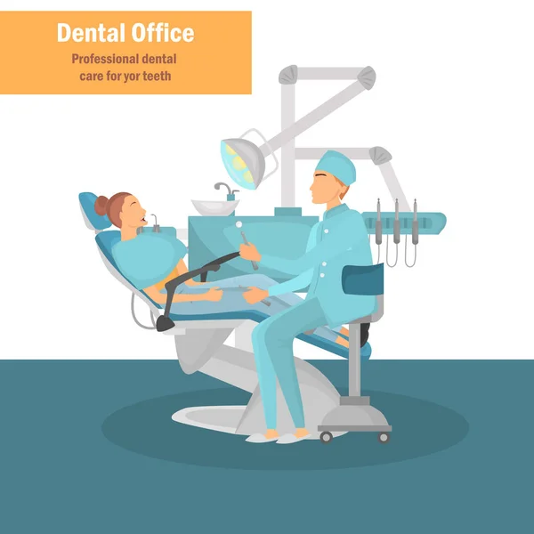 Behandling för en tandläkare färg illustration för webb och mobil design — Stock vektor