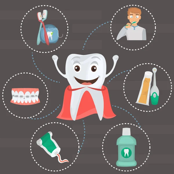 Sağlıklı diş renk düz simgesi Web abd mobil tasarım için ayarla. Diş hijyeni ürünleri simgeler