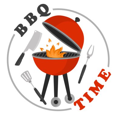 Barbekü partisi için web ve mobil tasarım için renk davet şablonu