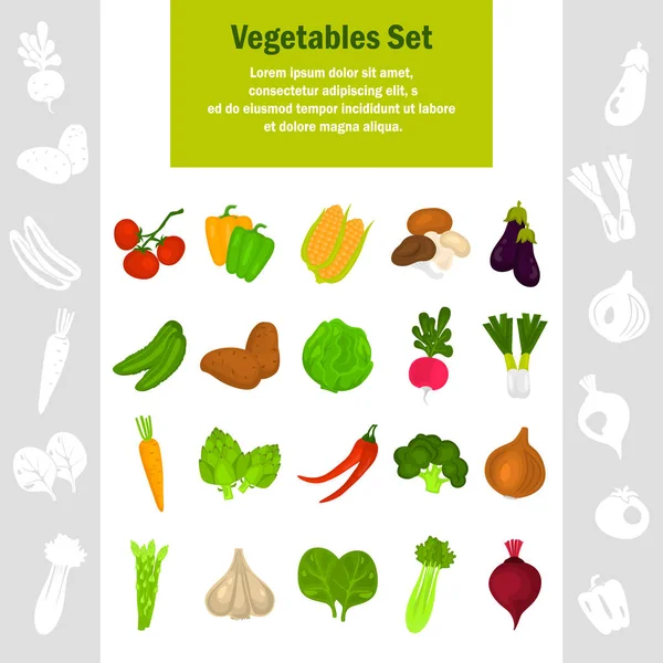 Λαχανικά εικονίδια χρωμάτων ορισμός για το web και φορητή σχεδίαση — Διανυσματικό Αρχείο