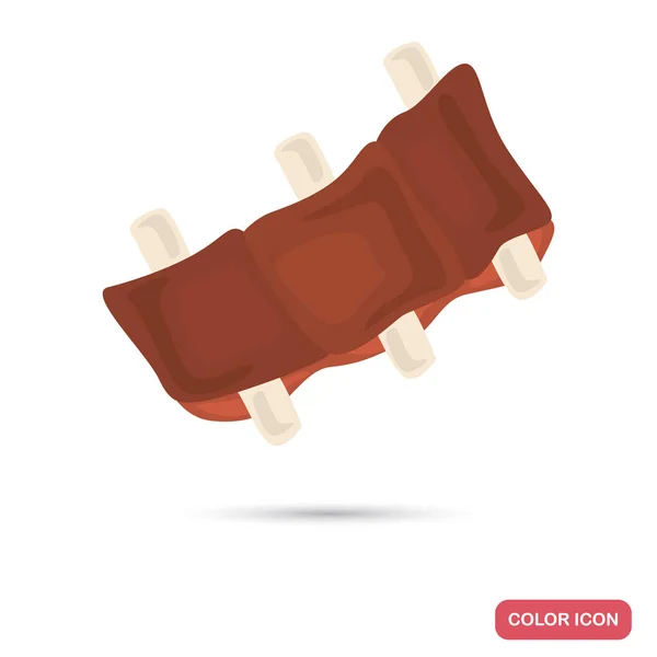 Vlees ribben voor barbecue kleur icoon voor web en mobiele apparatuur — Stockvector