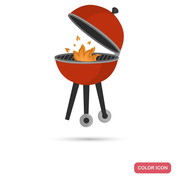 Transportable grill with fire color icon for web and mobile design — Stock Vector