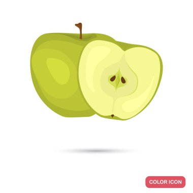 Web ve mobil tasarım için renk düz simge yeşil elma