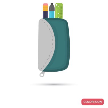 Kalem, kurşun kalem ve kurşun kalem kutusu renk düz simgesi web ve mobil tasarım için cetvel