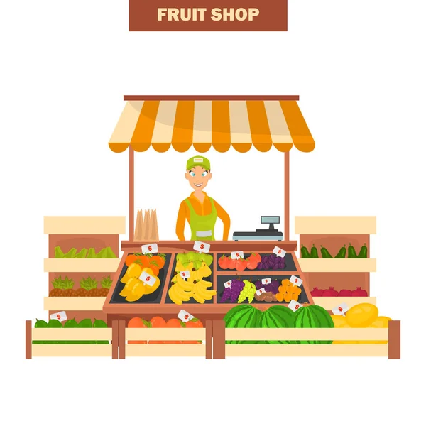 Fruit winkel illustratie geïsoleerd op een witte achtergrond voor web en mobiele apparatuur — Stockvector