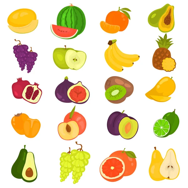 Conjunto de iconos planos de color de frutas para diseño web y móvil — Archivo Imágenes Vectoriales