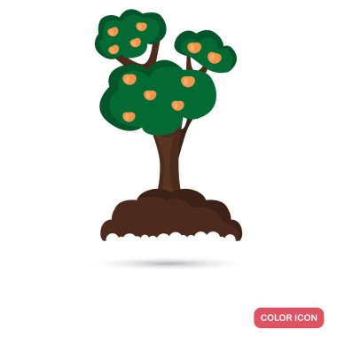Web ve mobil tasarım için renk düz simge meyve ağacı