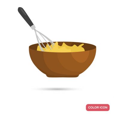 Simgesinin yumurta renk düz web ve mobil tasarım için bir çırpma teli ile karıştırma