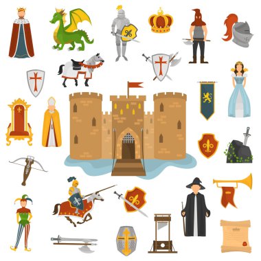 Web ve mobil tasarım için Kral zaman renk Icons set