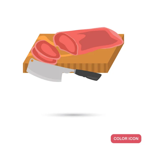 Viande tranchée sur le plateau icône plate de couleur pour le web et le design mobile — Image vectorielle
