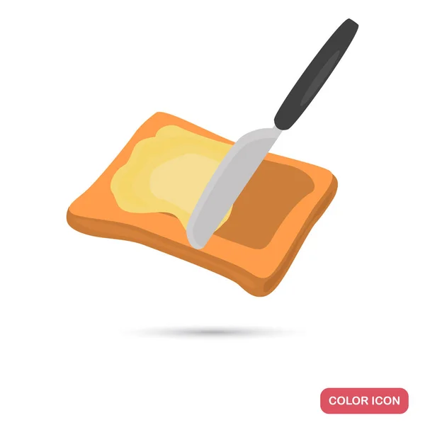 Kés elkenődött vaj, toast szín ikonra a webes és mobil design — Stock Vector