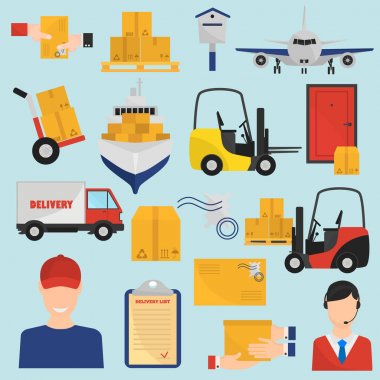 Web ve mobil tasarım için teslimat renk Icons set