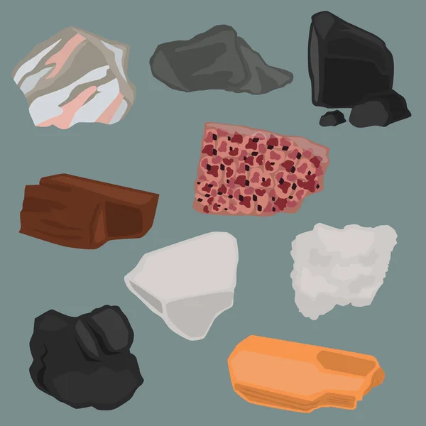 Mineralien Farbe flache Symbole Set für Web-und mobiles Design — Stockvektor