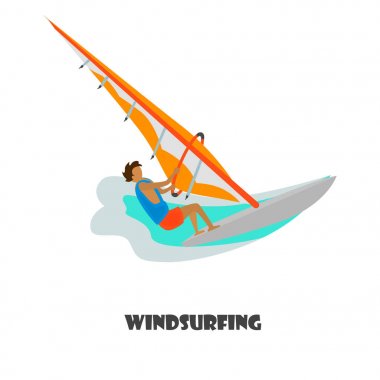 Adam renkli resimde web ve mobil tasarım için Rüzgar Sörfü