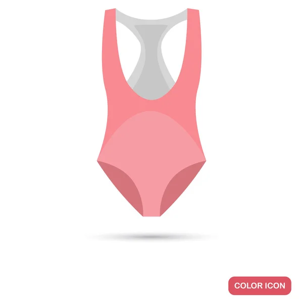 女の子ワンピース水着色フラット アイコン web およびモバイル デザイン — ストックベクタ