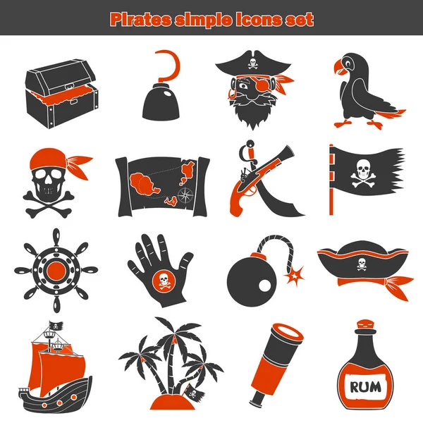 Pirates simples icônes ensemble — Image vectorielle