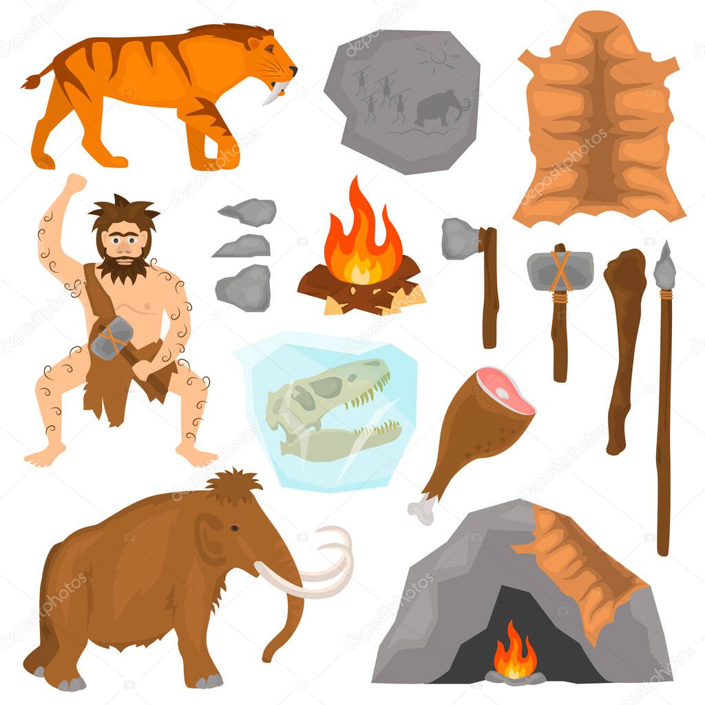 Ice age color flat icons set