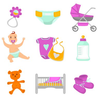 Renk bebek ve annelik Icons set