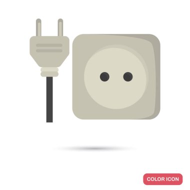 Soket ve fiş renk düz simgesi