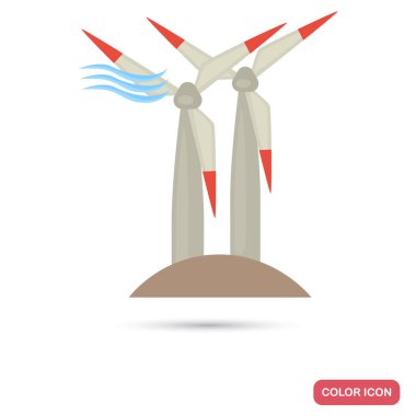 Rüzgar enerji santrali renk düz simgesi