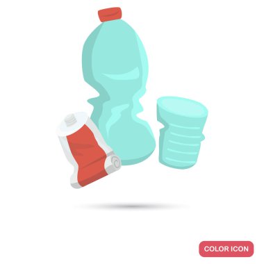 Plastik çöp renk düz simgesi