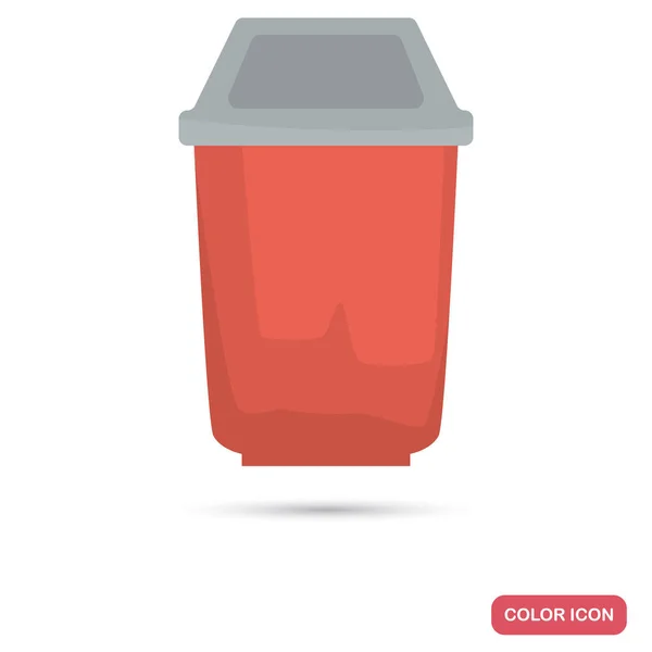 Inicio cubo de basura color icono plano — Vector de stock