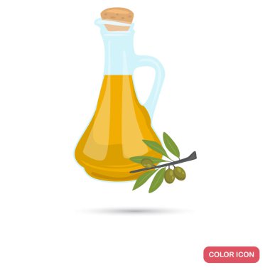 Zeytinyağı şişesi renk düz simgesi