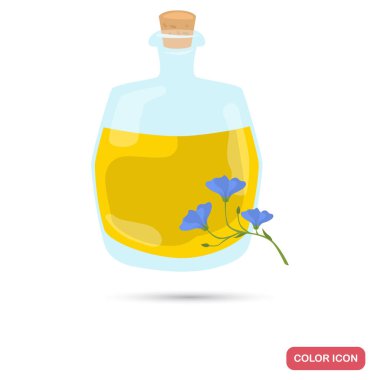 Keten yağı şişe renk düz simgesi