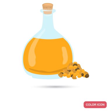 Hardal yağı şişe renk düz simgesi