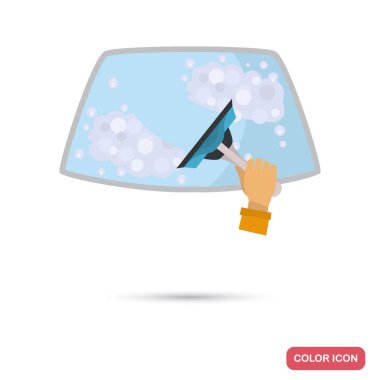 Araba ön cam yıkama hizmeti renk düz simgesi