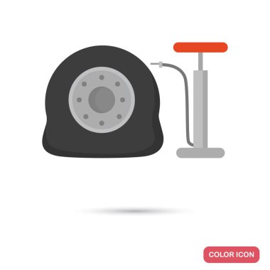 Şişmiş tekerlekli servis renk düz simgesi şişirme