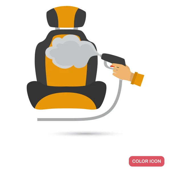 Autositz Reinigung Service Farbe flach Symbol — Stockvektor