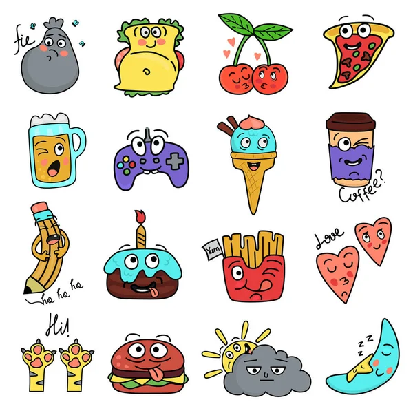 Conjunto de diferentes ícones de cores de sorrisos de bate-papo engraçado —  Vetores de Stock