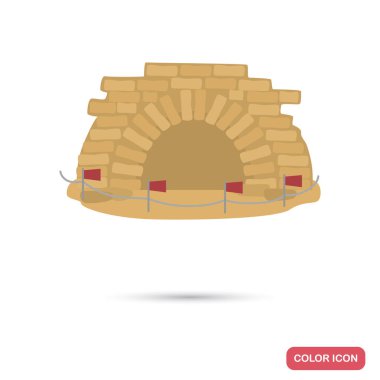 Kazı bir eski bina renk simge düz