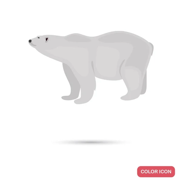 White bear color flat icon for web and mobile design — Stock Vector