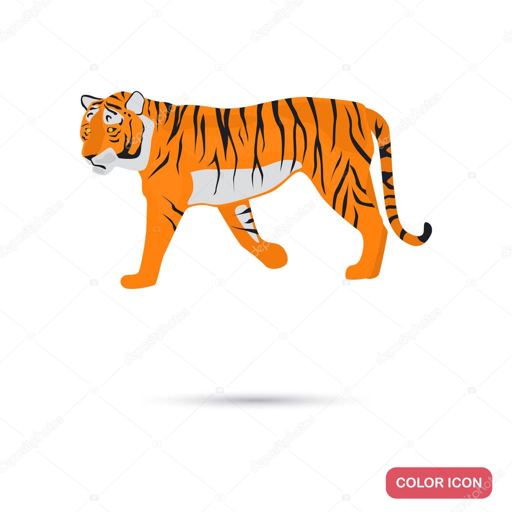 Tiger color flat icon for web and mobile design