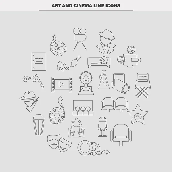 Conjunto de iconos de línea de arte y cine — Archivo Imágenes Vectoriales