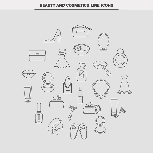 Conjunto de ícones de linha de beleza e moda — Vetor de Stock