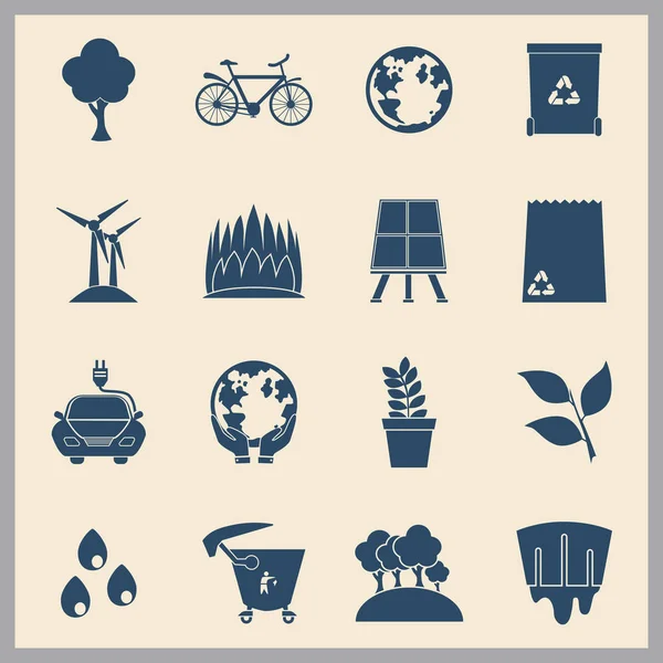 Ecología iconos simples para el diseño web y móvil — Vector de stock