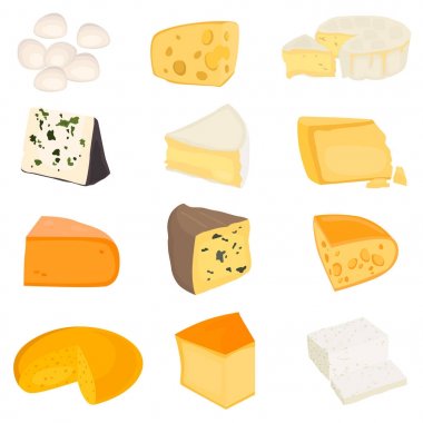 En popüler peynirler düz Icons set renk