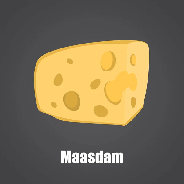 Maasdam sýr barevná plochá ikona — Stockový vektor
