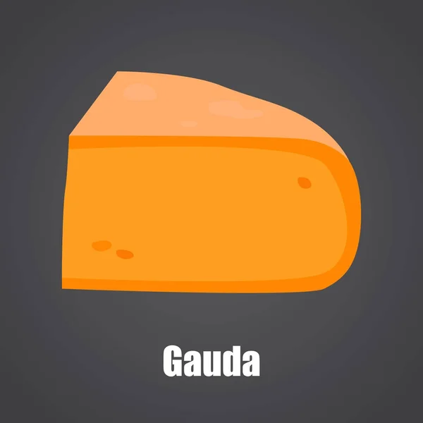 Gauda sýr plátek barevná plochá ikona — Stockový vektor