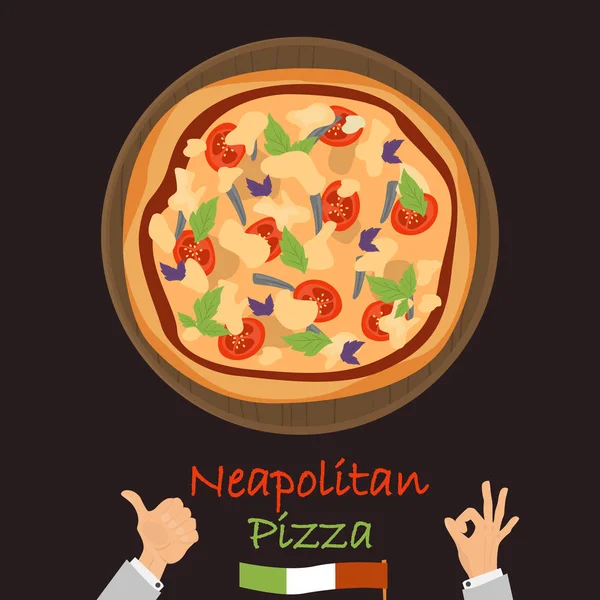 Naepolitan pizza color icono plano — Vector de stock