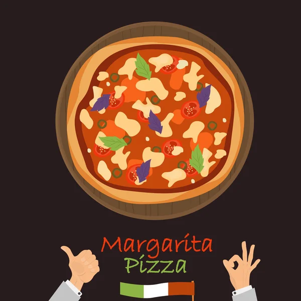 Icono plano de color pizza Margarita — Vector de stock