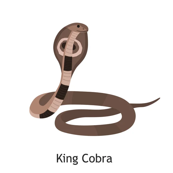 Rey Kobra serpiente de color icono plano — Vector de stock