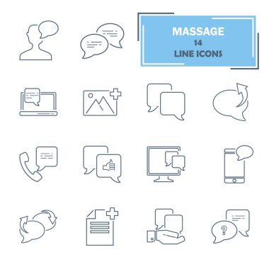 İleti ilişkisi satır evrensel simgeleri Web ve mobil tasarım için ayarla