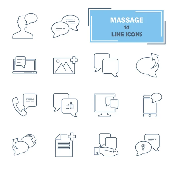 Conjunto de iconos universales de línea de relación de mensaje para diseño web y móvil — Vector de stock